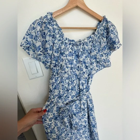 Rebecca Taylor Midi Silk Dress. Off the Shoulder size 6. - Picture 4 of 6